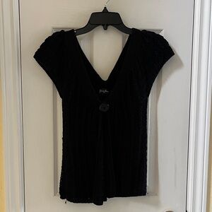 Guess Black Knit Blouse with Button Detail